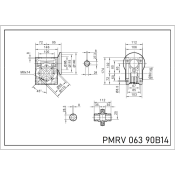 Reduktor PM 063 1/10 90 B14